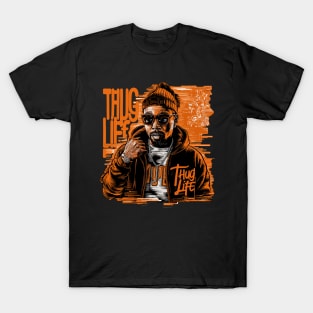 Bold Thug Life Design Featuring Black Man T-Shirt